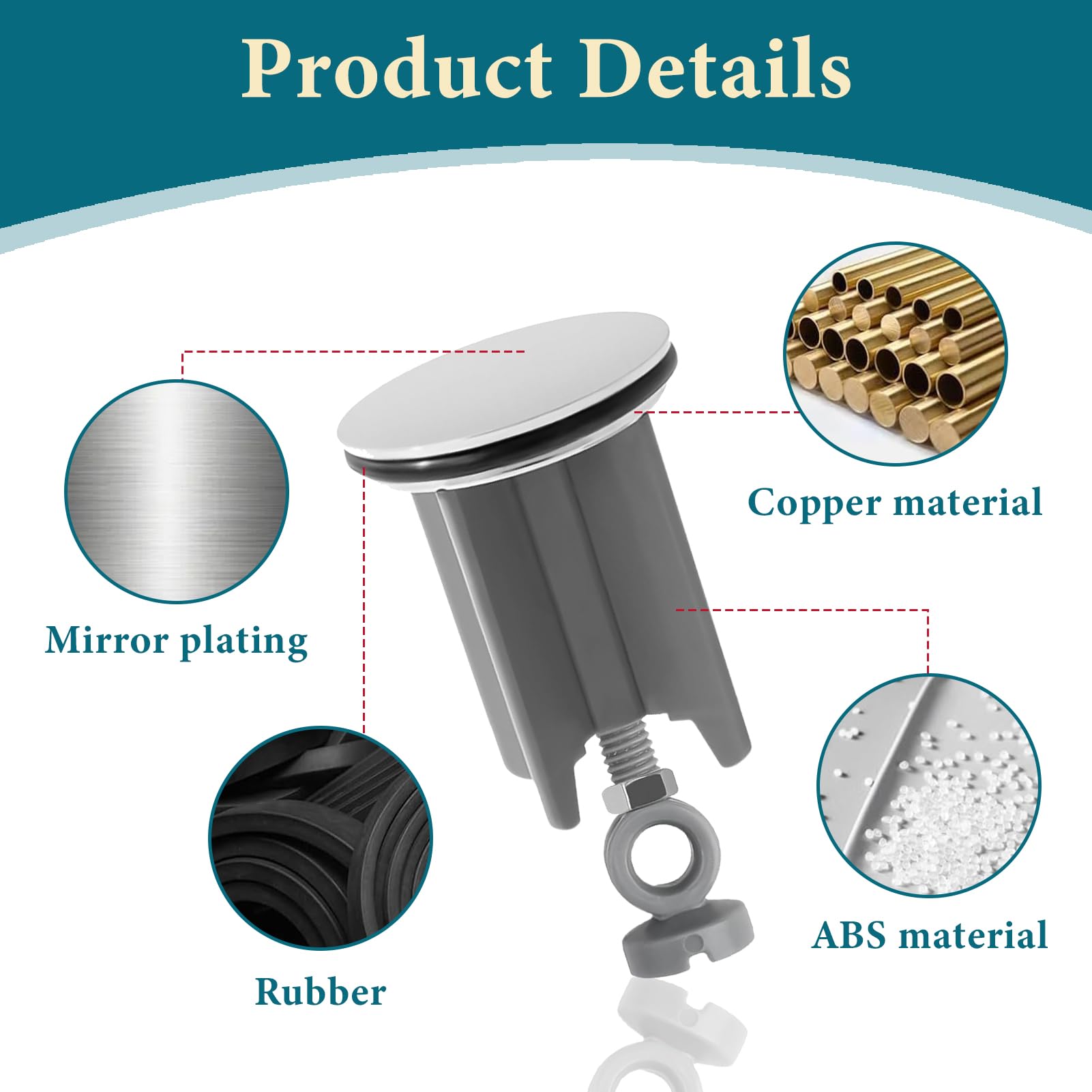 40mm Pop Up Sink Plug, Pop Up Basin Plug Replacement, Bathroom Basin Sink Plug, Replacement Drain Pop-Up Plug