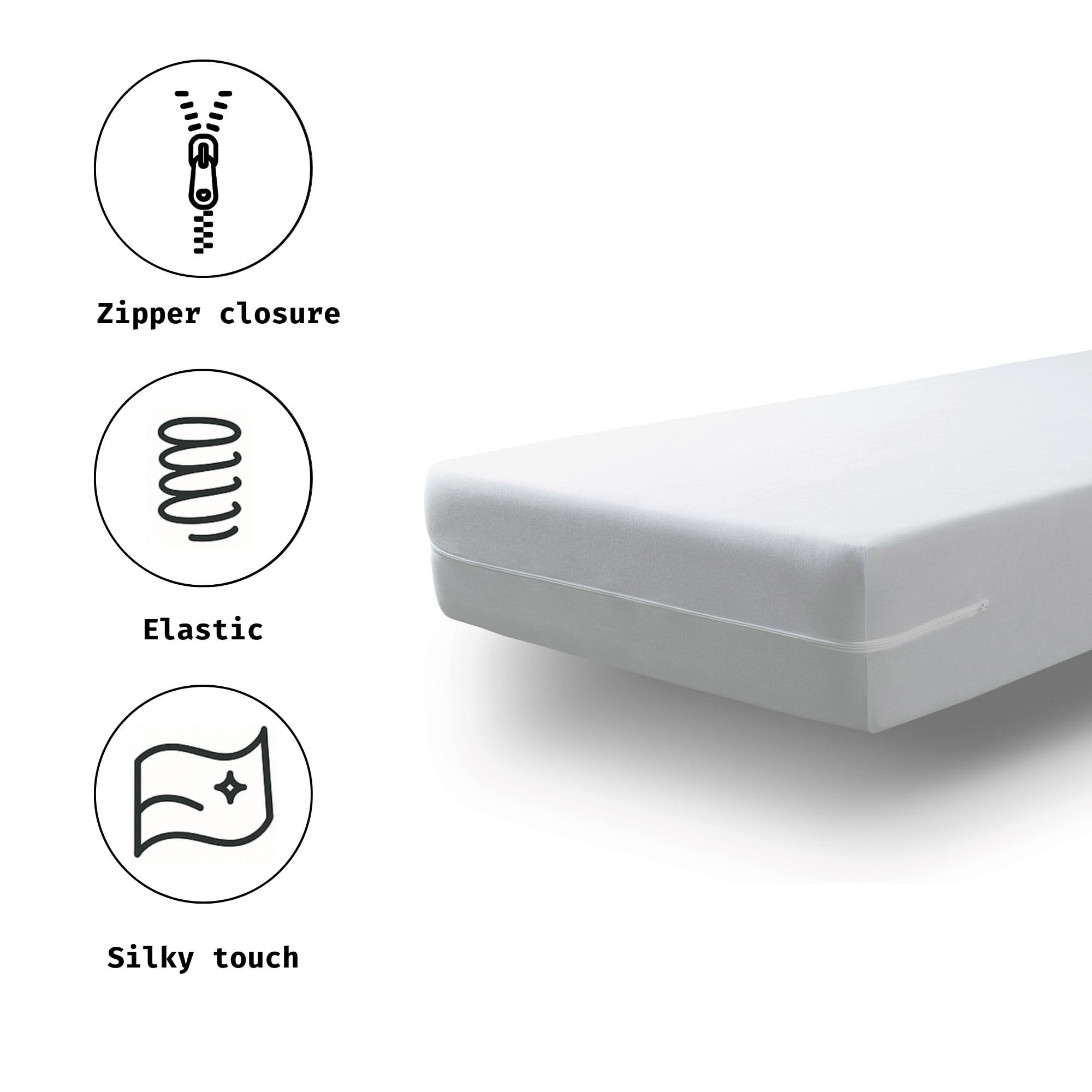 Tural Mattress Encasement Pack of 2 90x190/200cm Single Size Silk Touch Zipped