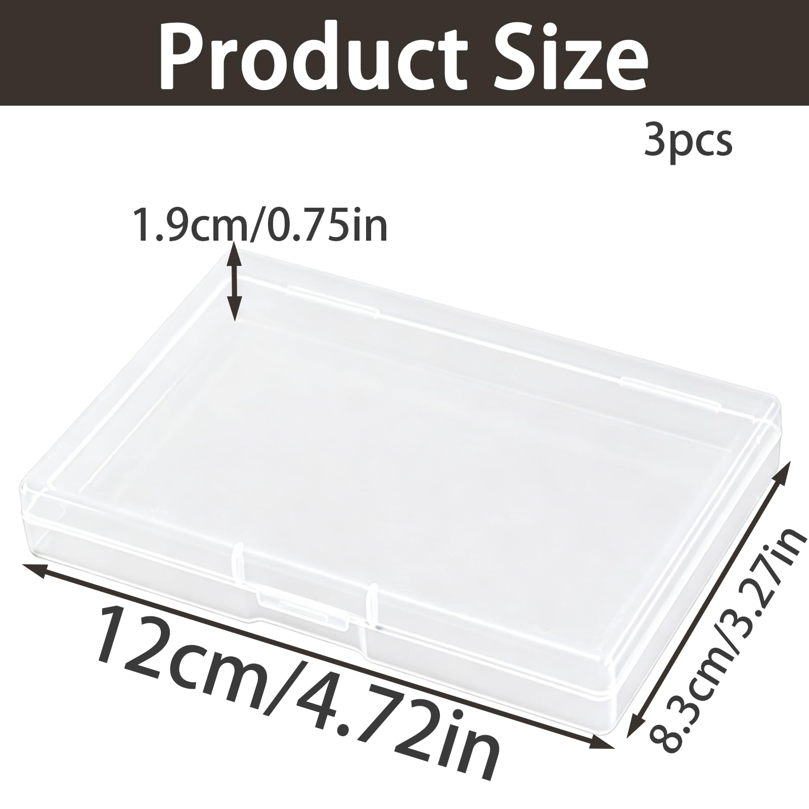 YCZARD 3Pcs Small Plastic Bead Box Rectangular Empty Mini Clear Organizer Storage Box with Flip Lid