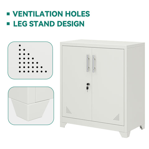 YITAHOME Office Storage Cabinet, Metal Office Storage Cupboard with 2 Adjustable Shelves