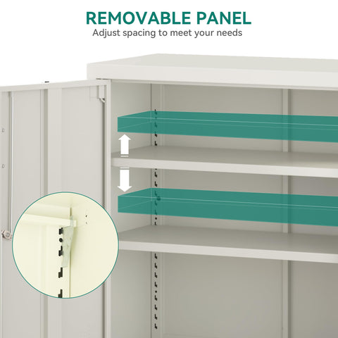 YITAHOME Office Storage Cabinet, Metal Office Storage Cupboard with 2 Adjustable Shelves