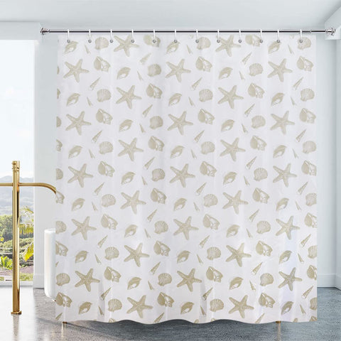 YISURE Extra Long Water-repellent Shower Curtain, Shell Printed 79x87 Inch
