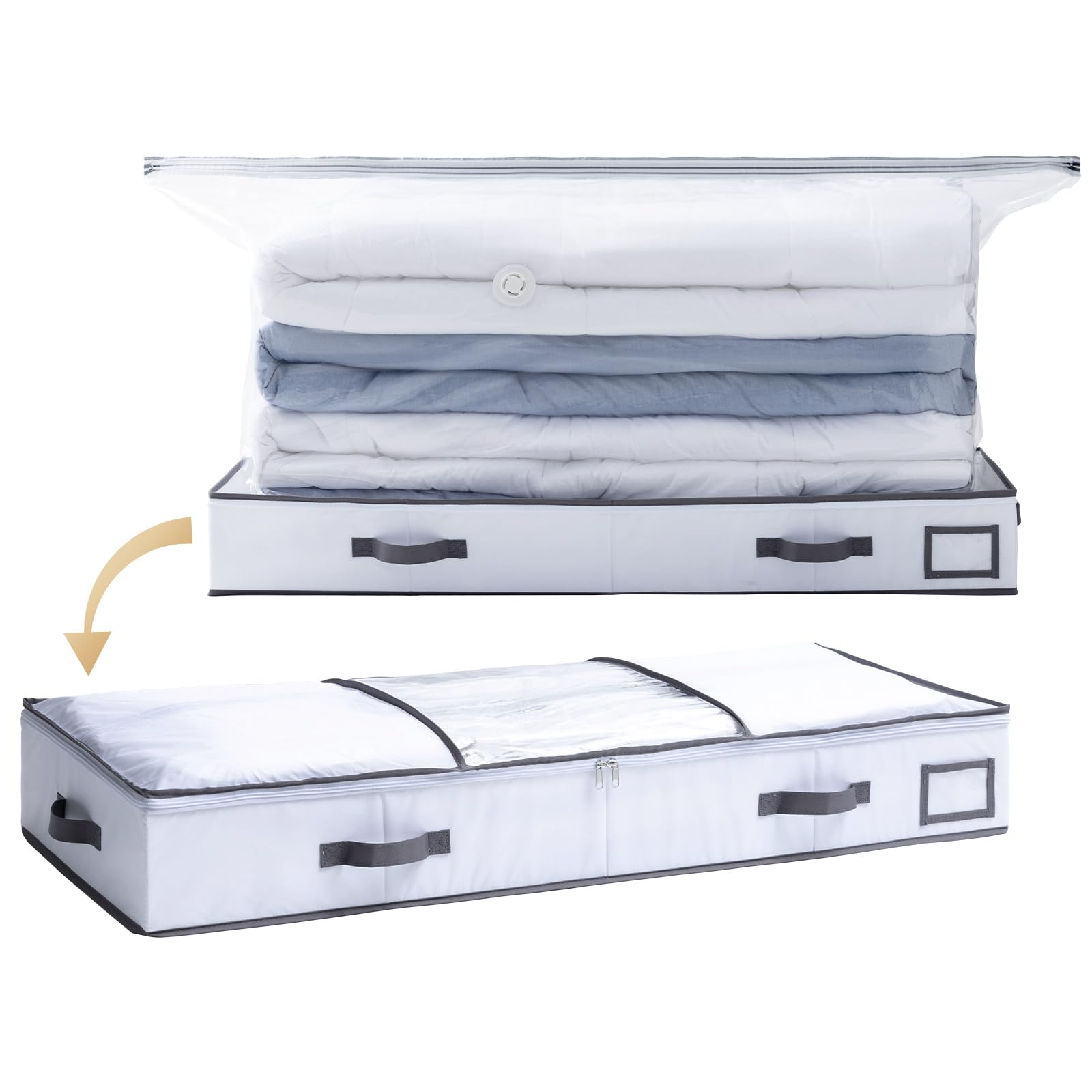 TAILI Vacuum Storage Bag with Box,105x43x15cm 2 in 1 Space Saver,Gray+White