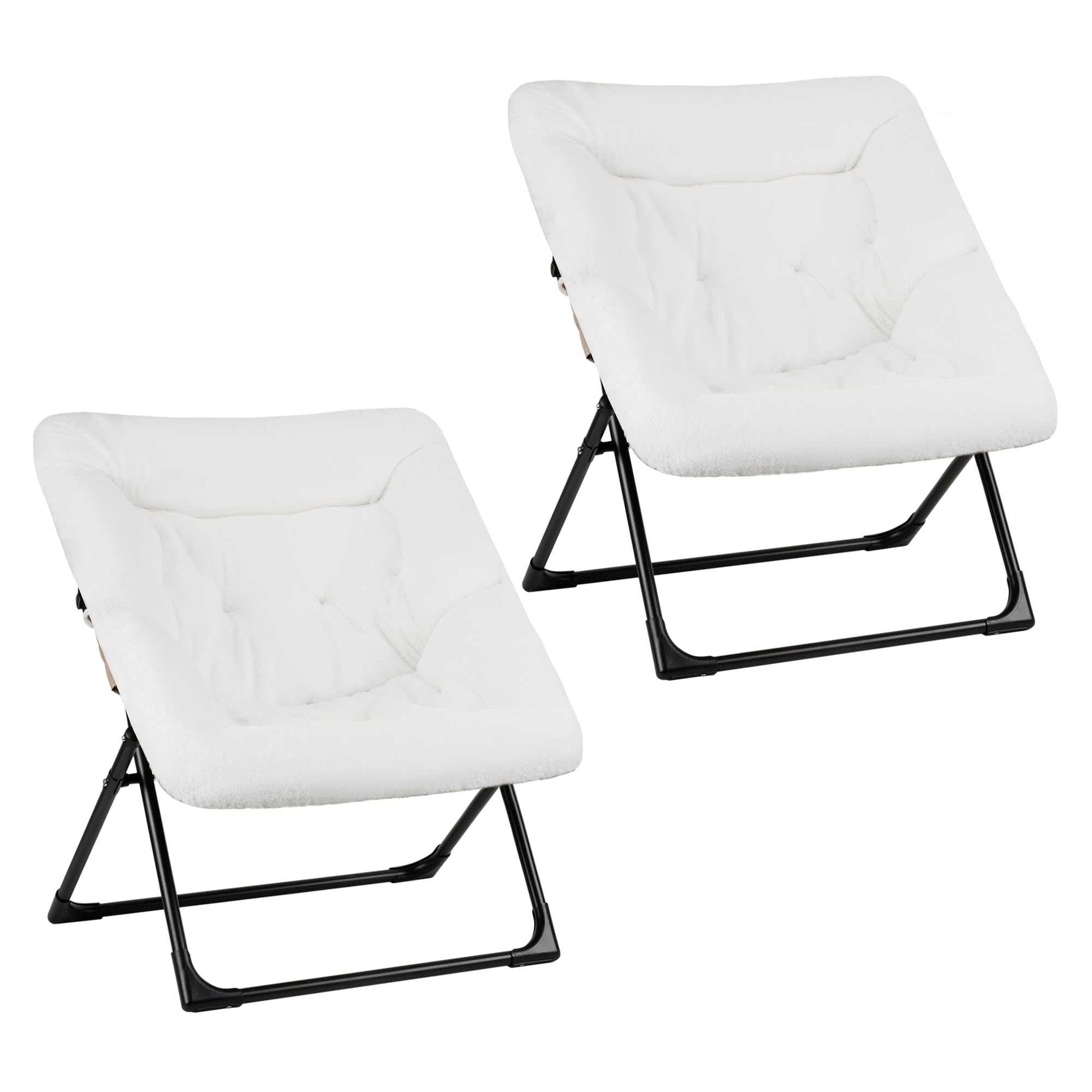 Mordchil EU Comfy Saucer Chair for Adults, Set of 2, Soft Faux Fur Bedroom Chair, Accent Dorm Chairs, Flexible Living Room Reading Chairs