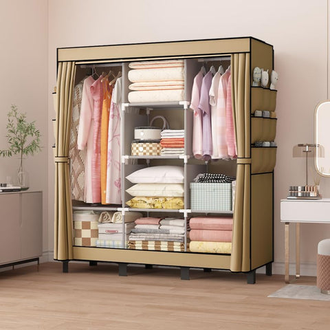lishbie Portable Fabric Wardrobe,130x45x172cm Foldable Storage Closet