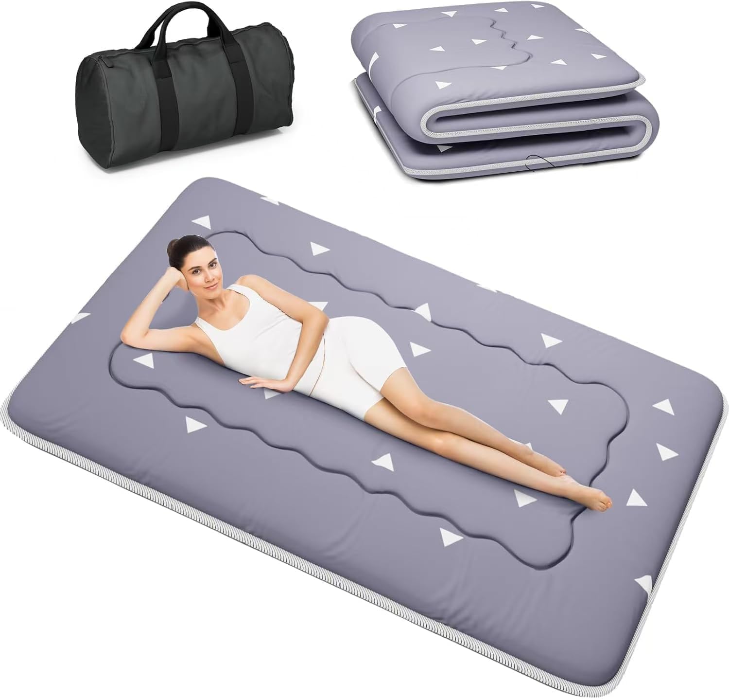 Kiseely Japanese Futon Mattress, Foldable Tatami Mat Portable Dormitory Sleeping Pad With Bag & Strap