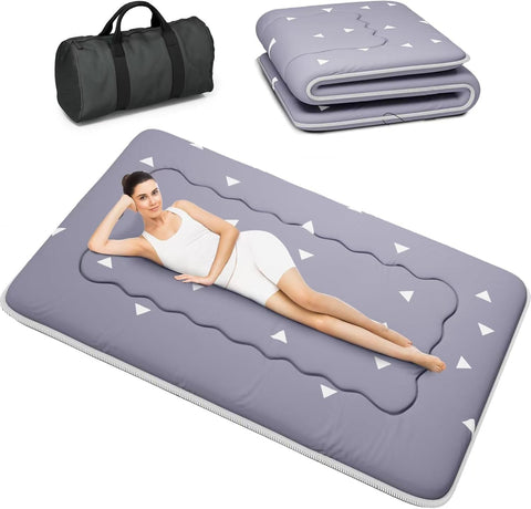 Kiseely Japanese Futon Mattress, Foldable Tatami Mat Portable Dormitory Sleeping Pad With Bag & Strap