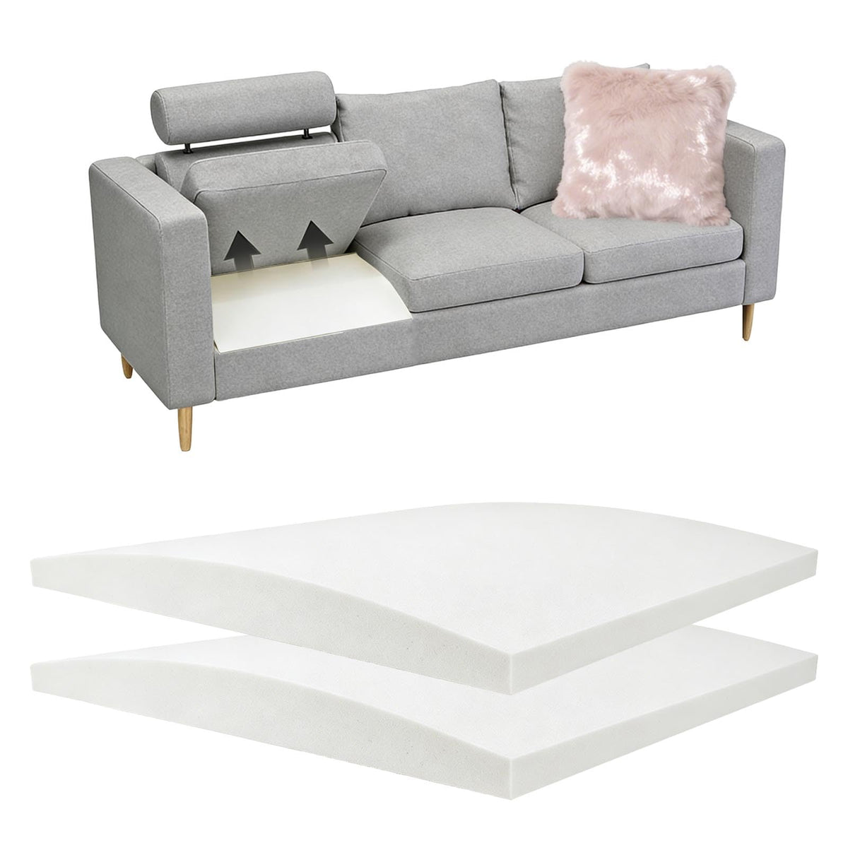 CAAGGMM Sofa Cushion Support, 2 Pack 50.5 x 50.5 cm Couch Cushion Support for Sagging Seat, Foam Sofa Supportive Boards, Repair Foam for Sagging Seat