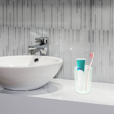 Cabilock Clear Toothbrush Cup Plastic Toothbrush Mug for Bathroom Transparent Tumbler for Mouthwash Water Mug for Bathroom Use Smooth Edges 2.95 X