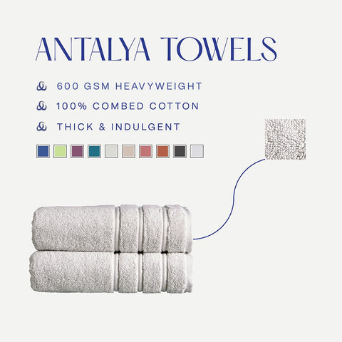Christy Antalya Face Cloths | Set of 4 | 100% Turkish Cotton | 600GSM | Soft Plush Luxury Flannels | 4 Wash Cloths | Quick Dry | Lunar Grey
