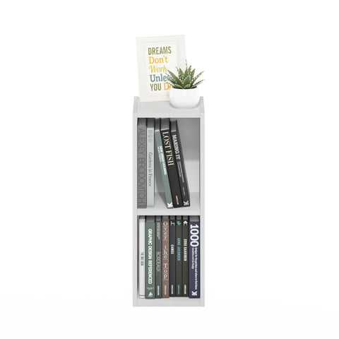 Furinno FULDA Book Shelf, 2-Tier Narrow Bookshelf, Bookcase with 8-In Width Storage Shelf, 9.3 x 7.9 x 21.2, for Living Room, Bedroom, Home Office