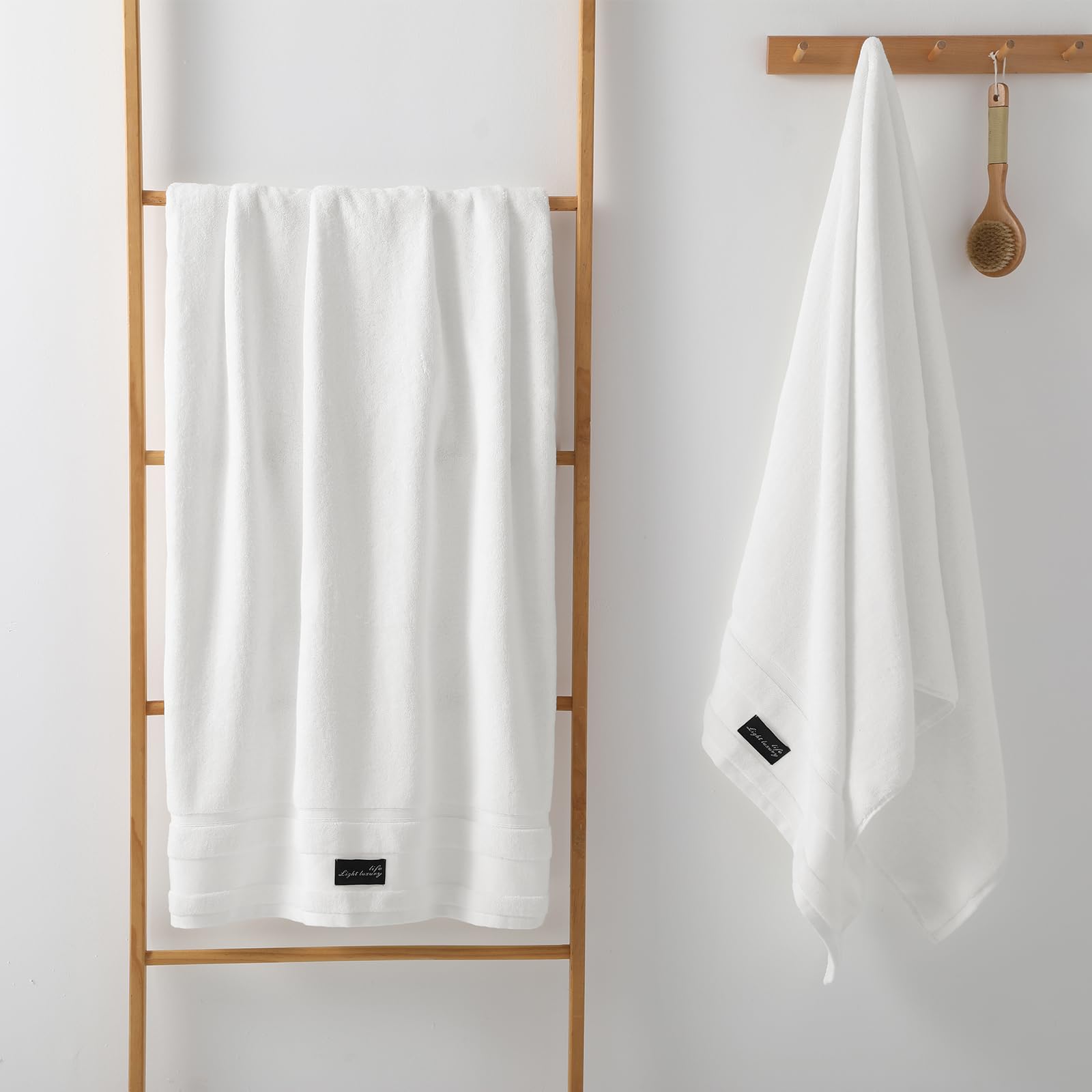 REDKISS 2-pack White Large Bath Towels-160 x 80CM Cotton Luxury Towel