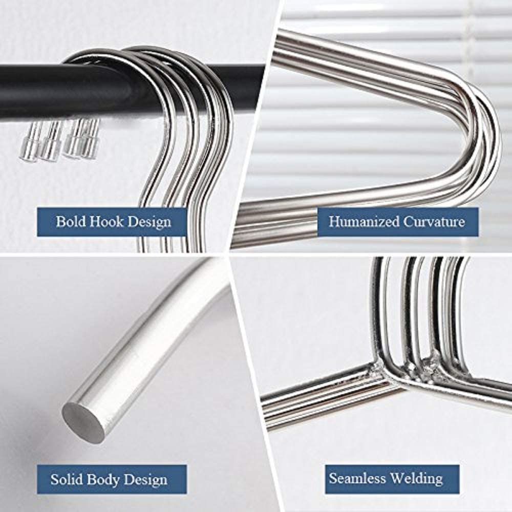 ETAOLINE 30 Pack Stainless Steel Heavy Duty Wire Clothes Hangers Silver