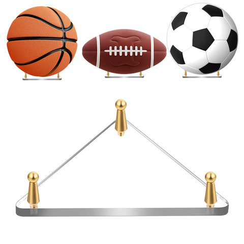 Larrel Basketball Stand Display, Stable Soccer Ball Stand with Feet Triangular Ball Holder for Displaying Sports Memorabilia, Basketball