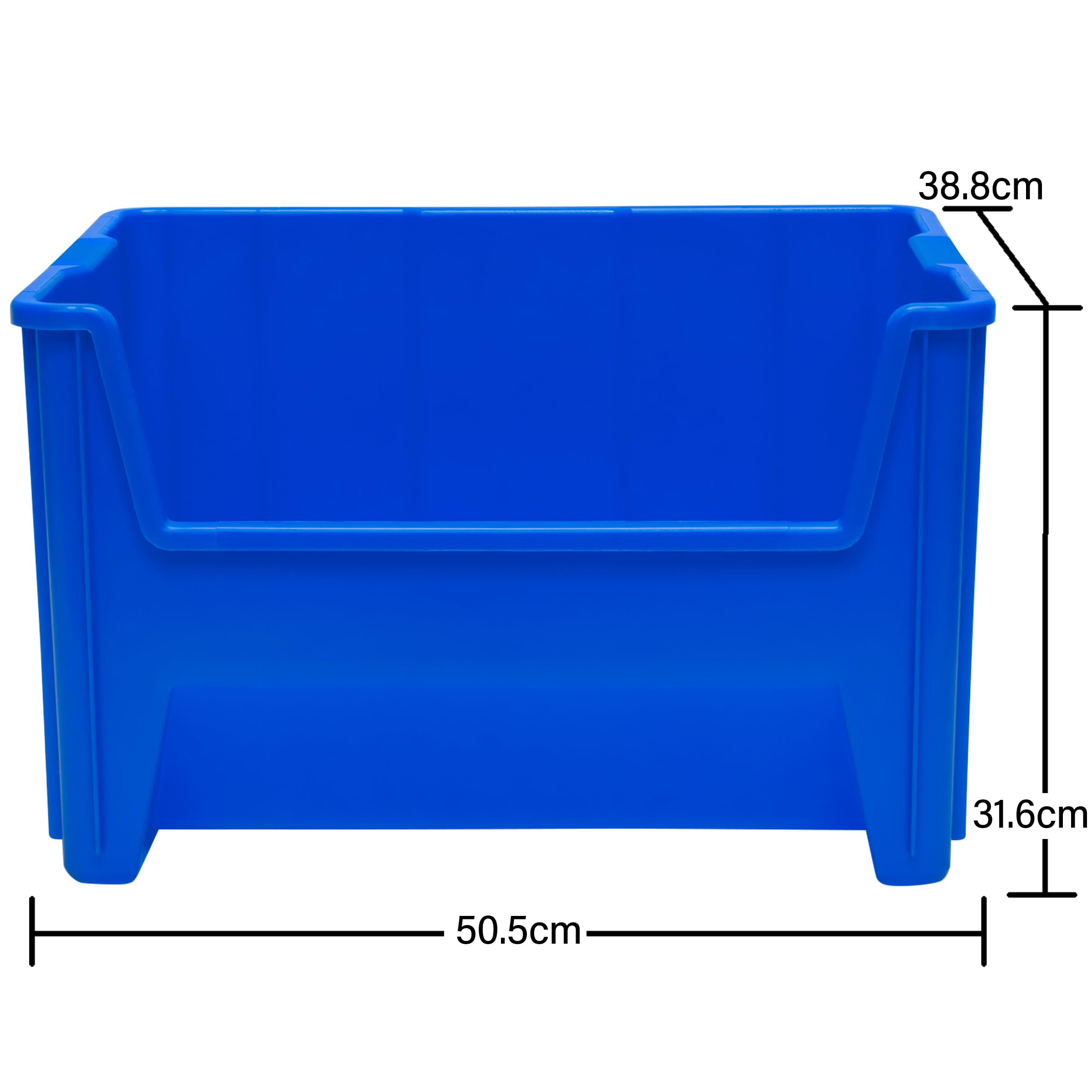 Akro-Mils 13017 Stak-N-Store Stacking Hopper Front Plastic Storage Bin, Blue, Case of 3