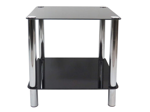 ASPECT 2-Tier black glass shelving rack/side end table-Matrix 2-Tier Display Glass Unit