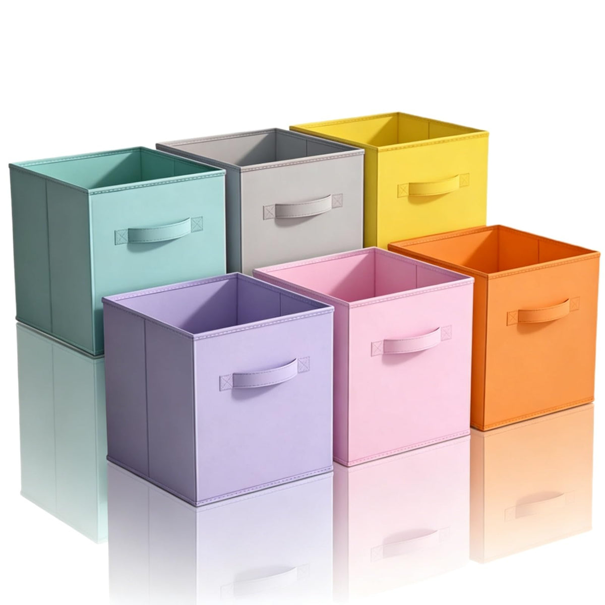 Siocok Cube Storage Boxes, 6 Pack Collapsible Fabric Storage Cube Organiser Bins with Handles