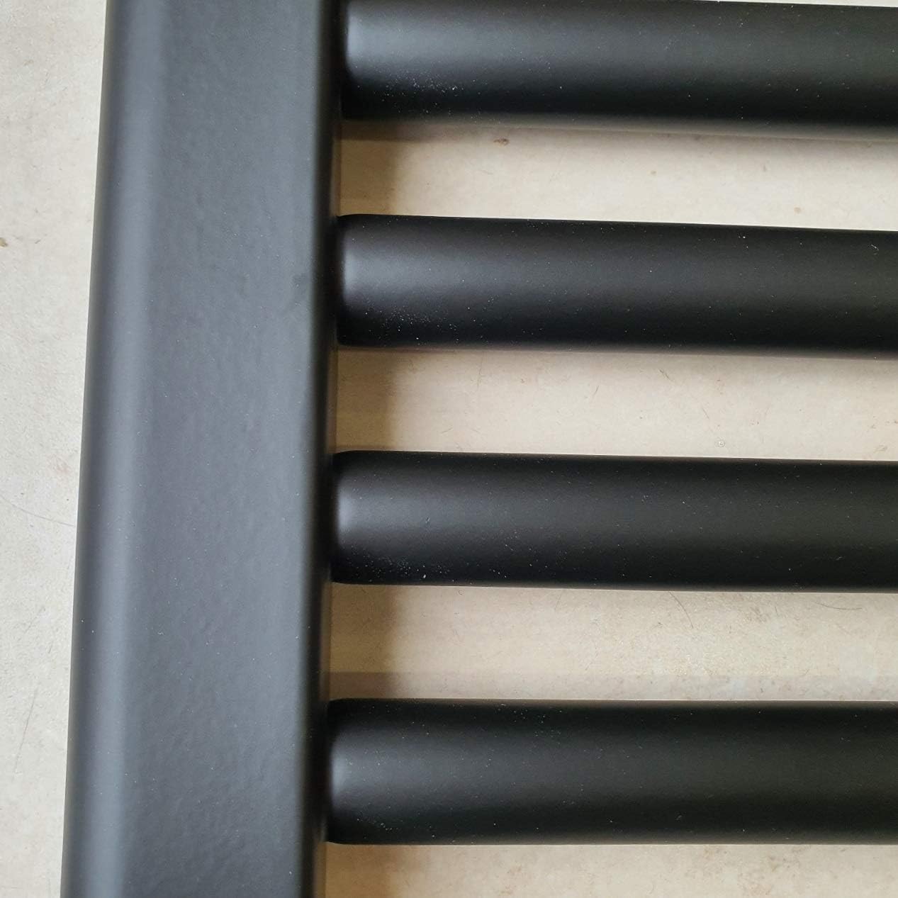 Greenedhouse 400w x 800h Black Electric Flat Heated Towel Rail Bathroom Radiator