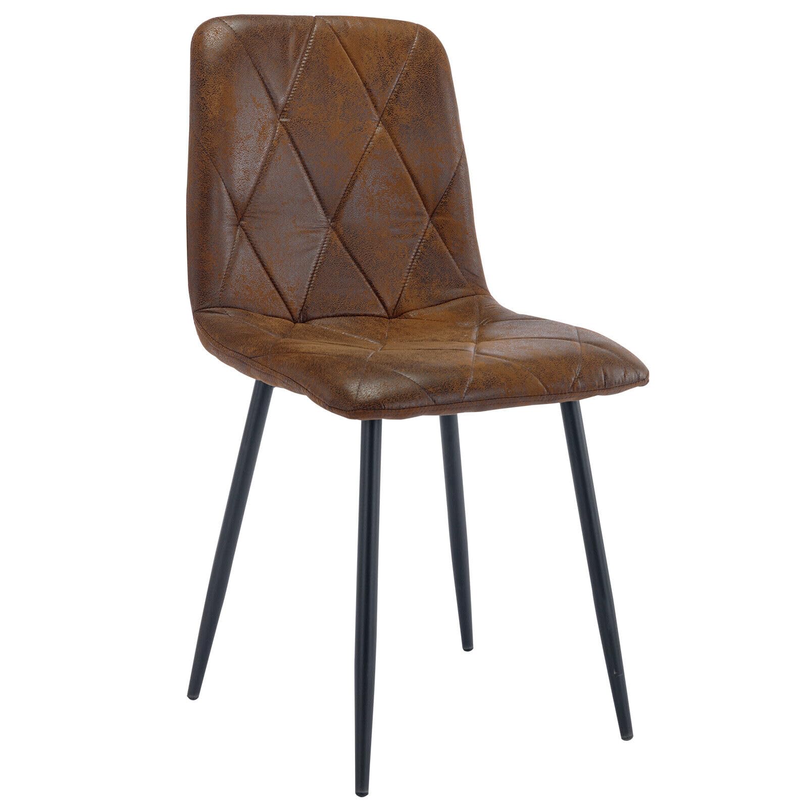 Set of 4 Dining Chairs for Dining Room, Faux Suede Kitchen Chairs, Brown