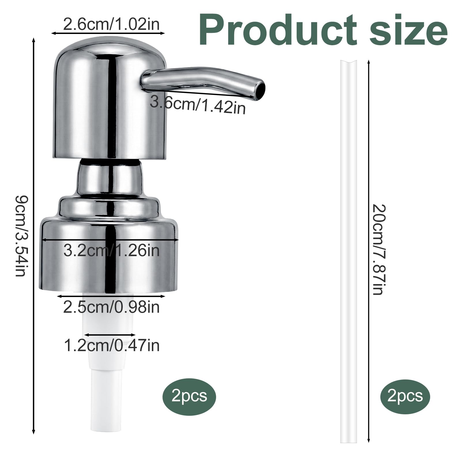 2 Pack Silver Replacement Pump for Soap Dispenser