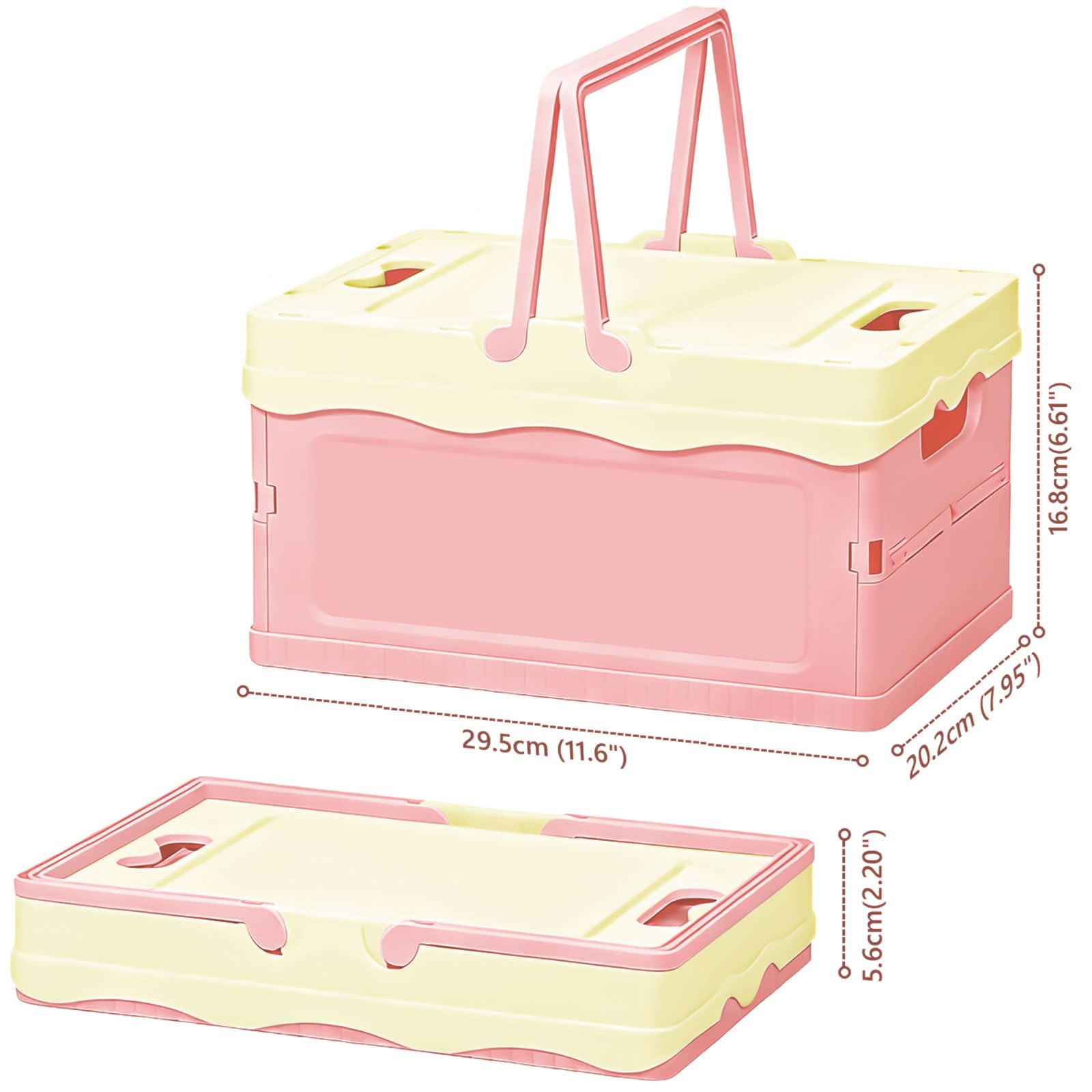 Tobeso-Nuoze Small Cute Pastel Plastic Storage Bin with Lid Foldable Pastel Crates Plastic Basket Colorful Storage Containers Baskets for Classroom