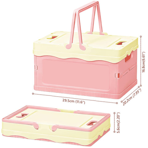 Tobeso-Nuoze Small Cute Pastel Plastic Storage Bin with Lid Foldable Pastel Crates Plastic Basket Colorful Storage Containers Baskets for Classroom