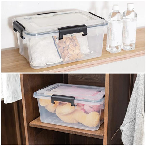 Annkky 10 Liter Plastic Container with Seal Circle Lid, Transparent Storage Boxes Set of 2
