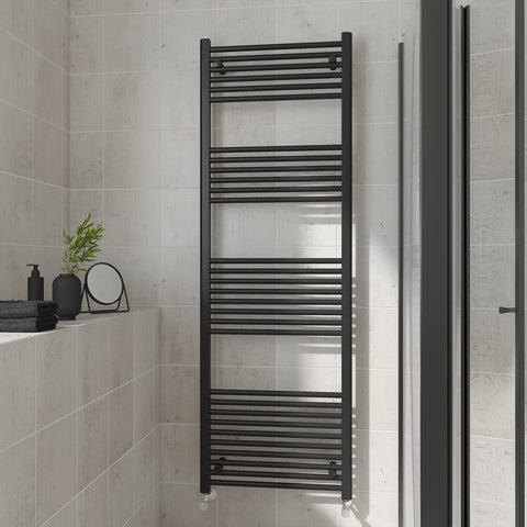 Warmehaus Straight Heated Towel Rail Black Bathroom Radiator 1800x600mm