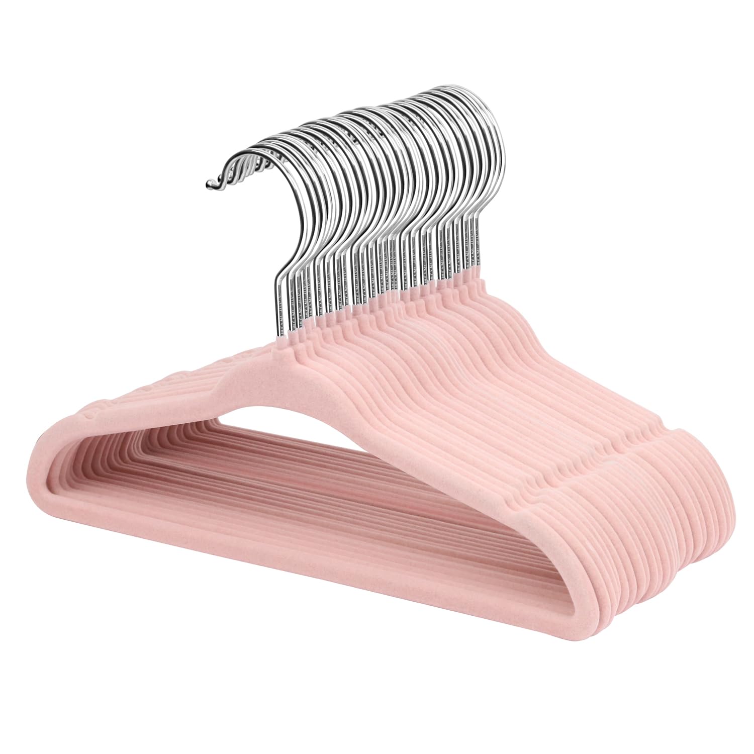 ManGotree 11" Baby Velvet Hangers Non-Slip Kids Hangers 30 Pack Light Pink