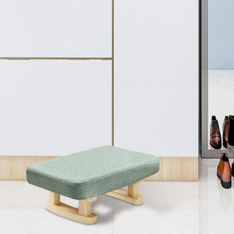 Folpus Padded Foot Stool Foot Rest with Wooden Legs Small Low Ottoman Rectangle Chair Step Stool for Bed