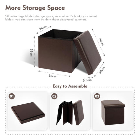 Bonlife Small Ottoman Storage Box with Lid, Foldable Cube Footstool