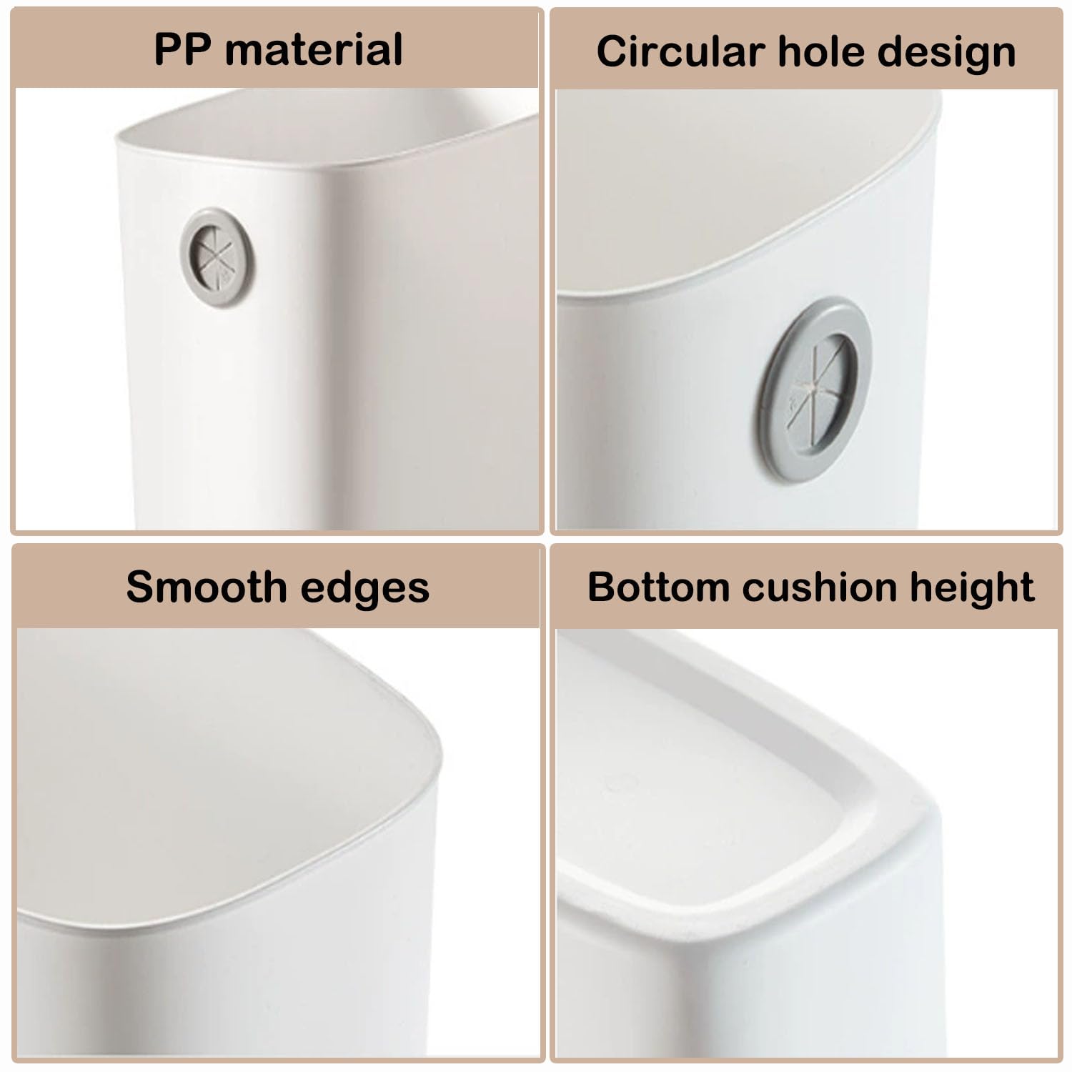 Chiziyixin 10L Open Top Bathroom Bin, Reusable Slim Bedroom Bin, Small Narrow Trash Can Plastic Garbage Container Wastebasket for Bathroom, Bedroom