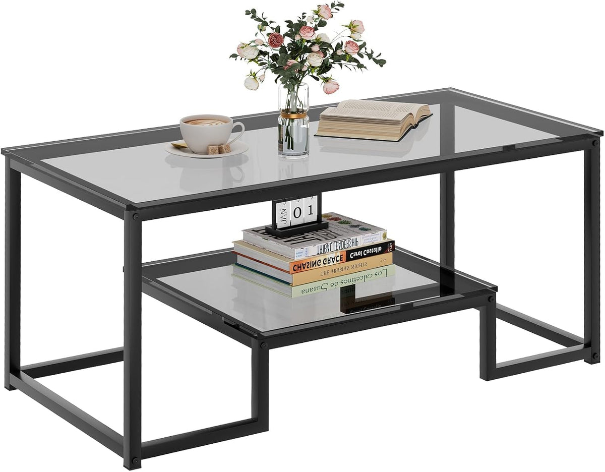 Coffee Table with Storage Shelf, Living Room Table with Metal Frame, Coffee Tables for Living Room, Center Table