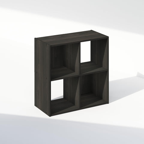 Furinno PELLI Book Shelf, 4-Cube Bookshelf, Cube Storage Organizer Bookcase, 11.7 x 23.7 x 23.8, for Living Room, Bedroom, Home Office, Espresso