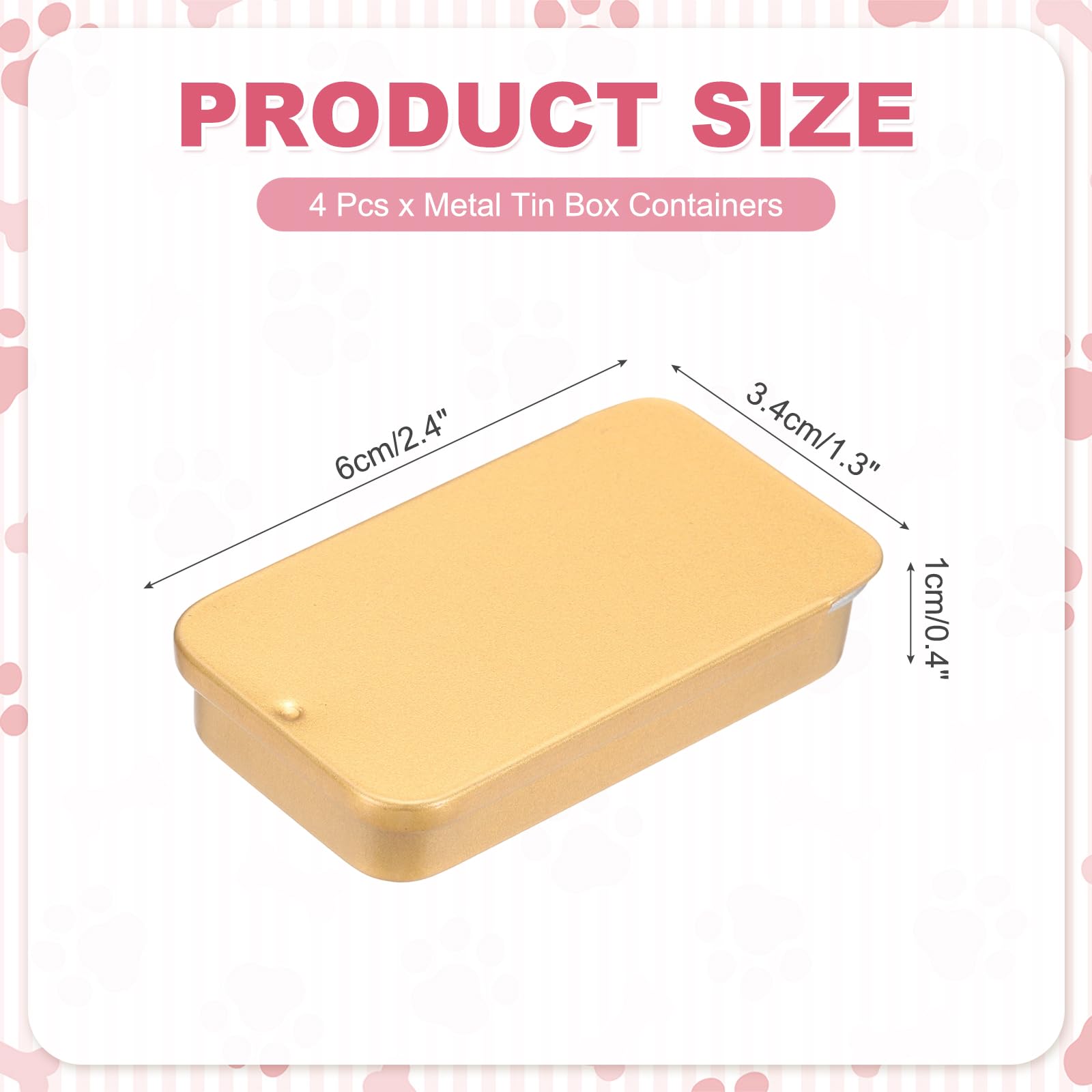 sourcing map 4 Pcs Metal Tin Box Container, 2.4x1.3x0.4 Slide Top Tin Containers Small Empty Rectangular Storage Box for Lip Balm Candies Jewelry