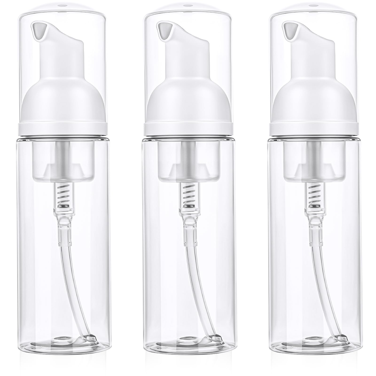 3 Pcs Travel Foam Pump Bottle, Portable 60ml / 2 oz Travel Size Pump Bottle, Empty Refillable Plastic Mousse Foam Soap Dispenser Pumps for Hand Soap