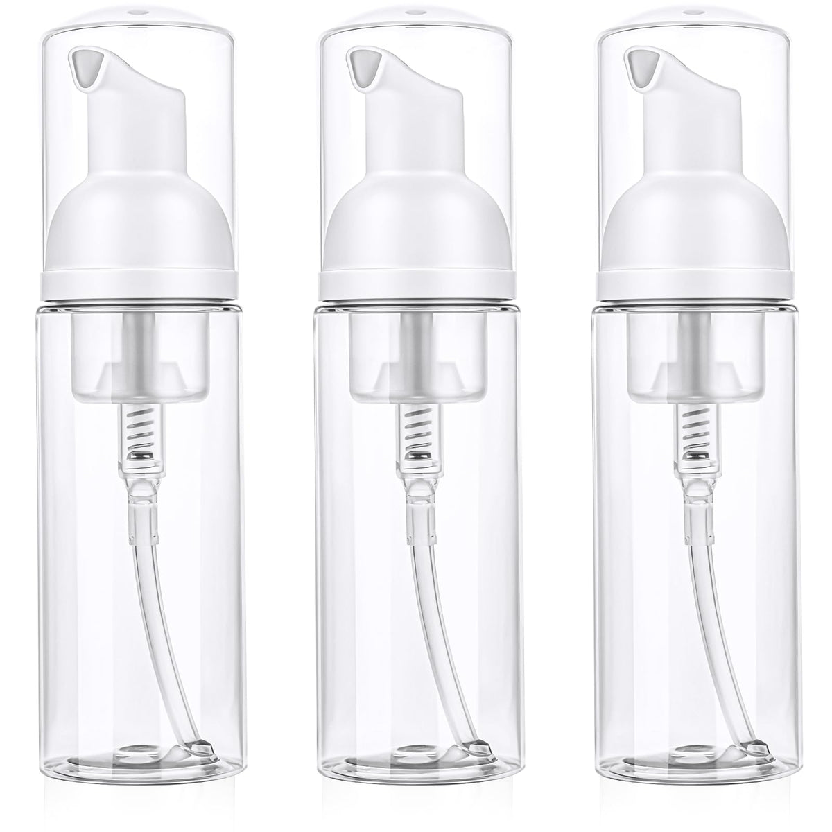 3 Pcs Travel Foam Pump Bottle, Portable 60ml / 2 oz Travel Size Pump Bottle, Empty Refillable Plastic Mousse Foam Soap Dispenser Pumps for Hand Soap