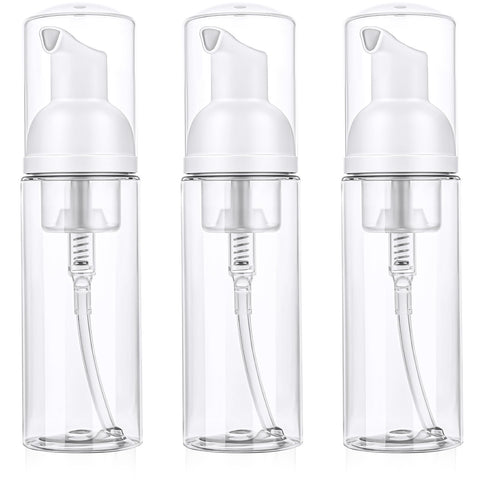3 Pcs Travel Foam Pump Bottle, Portable 60ml / 2 oz Travel Size Pump Bottle, Empty Refillable Plastic Mousse Foam Soap Dispenser Pumps for Hand Soap