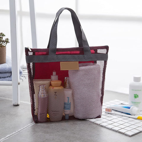 Mesh Shower Caddy Bag, Quick Dry Portable Tote Bag and Inner Pocket, Lightweight Bath Organizer for College Dorm Bathroom, Swimming, Gym, Beach