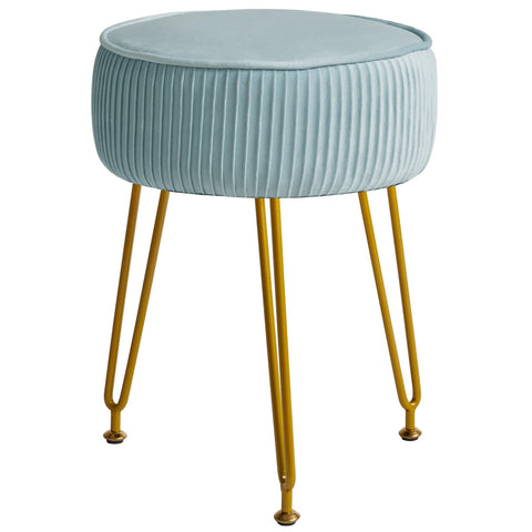 IBUYKE Makeup Vanity Stool, Velvet Round Footrest Ottoman, Blue L/G-30H