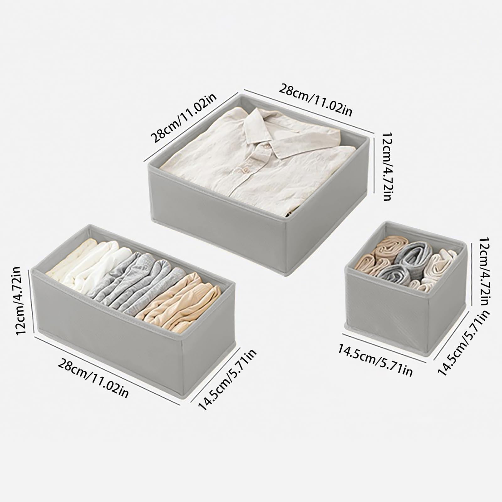 Braozaiw Drawer Organisers, Drawer divider, Storage Dividers Set, Foldable Fabric Organisers for Clothes, Underwear, Socks, Clothes Organiser