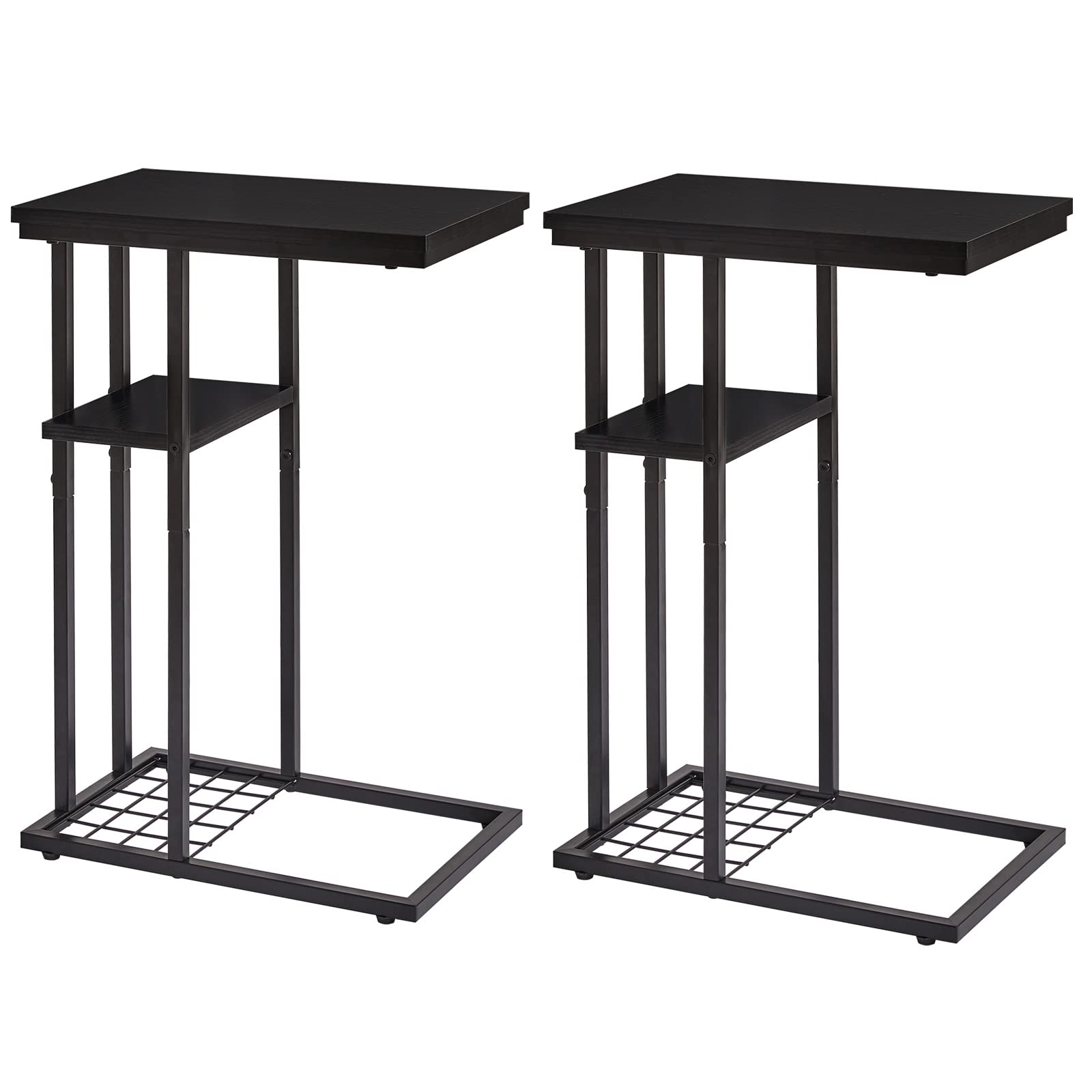 YMYNY C Shaped End Table Set of 2, Snack Side Table for Sofa and Bed, Laptop Coffee Table for Small Spaces, Living Room, Bedroom