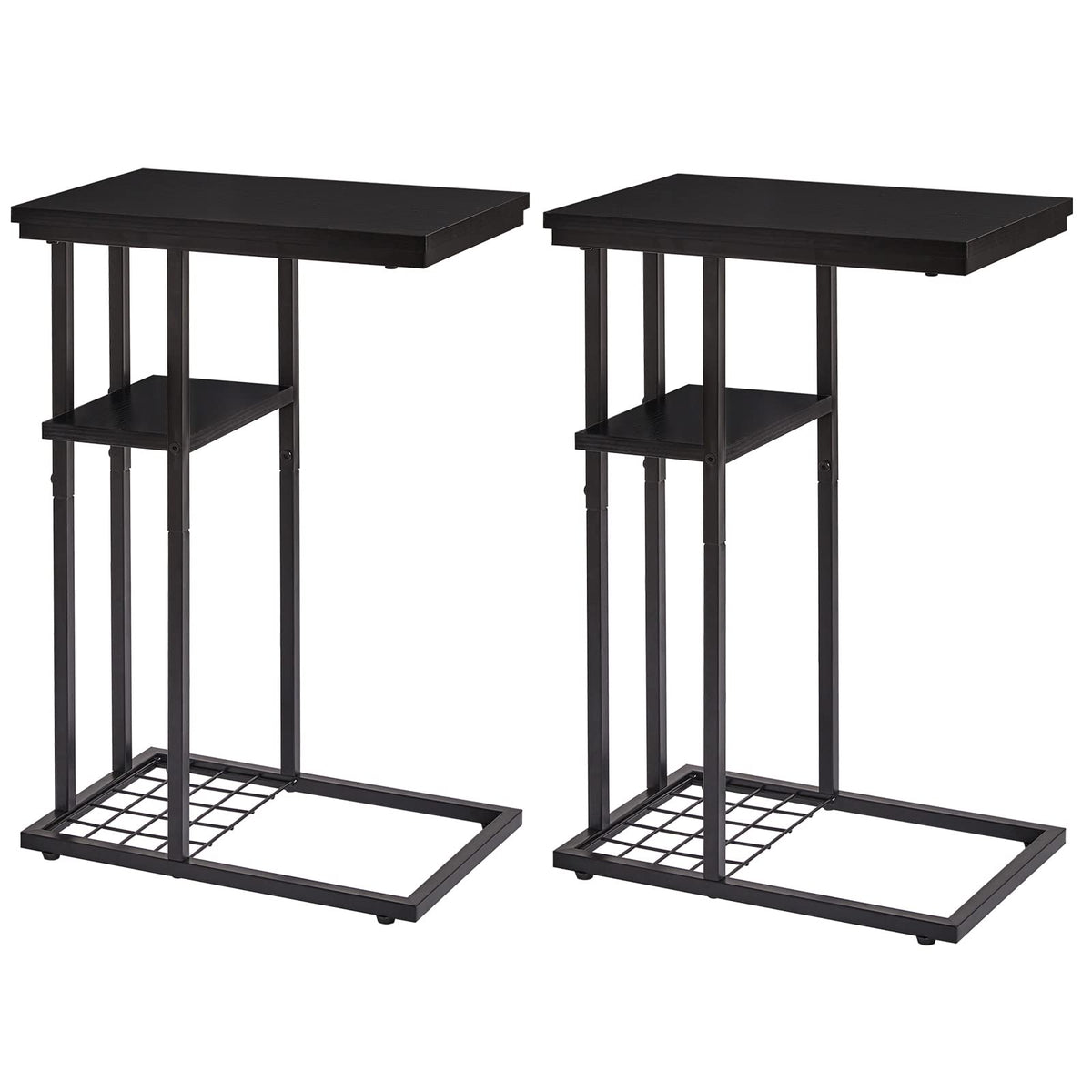 YMYNY C Shaped End Table Set of 2, Snack Side Table for Sofa and Bed, Laptop Coffee Table for Small Spaces, Living Room, Bedroom