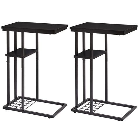 YMYNY C Shaped End Table Set of 2, Snack Side Table for Sofa and Bed, Laptop Coffee Table for Small Spaces, Living Room, Bedroom