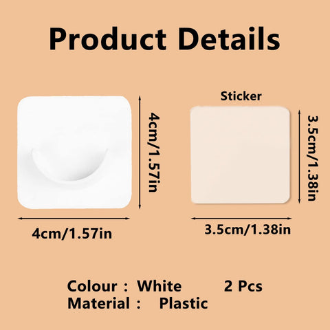 Siqian Stick on Curtain Pole Holder, 2Pcs No Drill Rod Brackets, Shower Adhesive Holder Transparent for Wall Not Include Rod, White