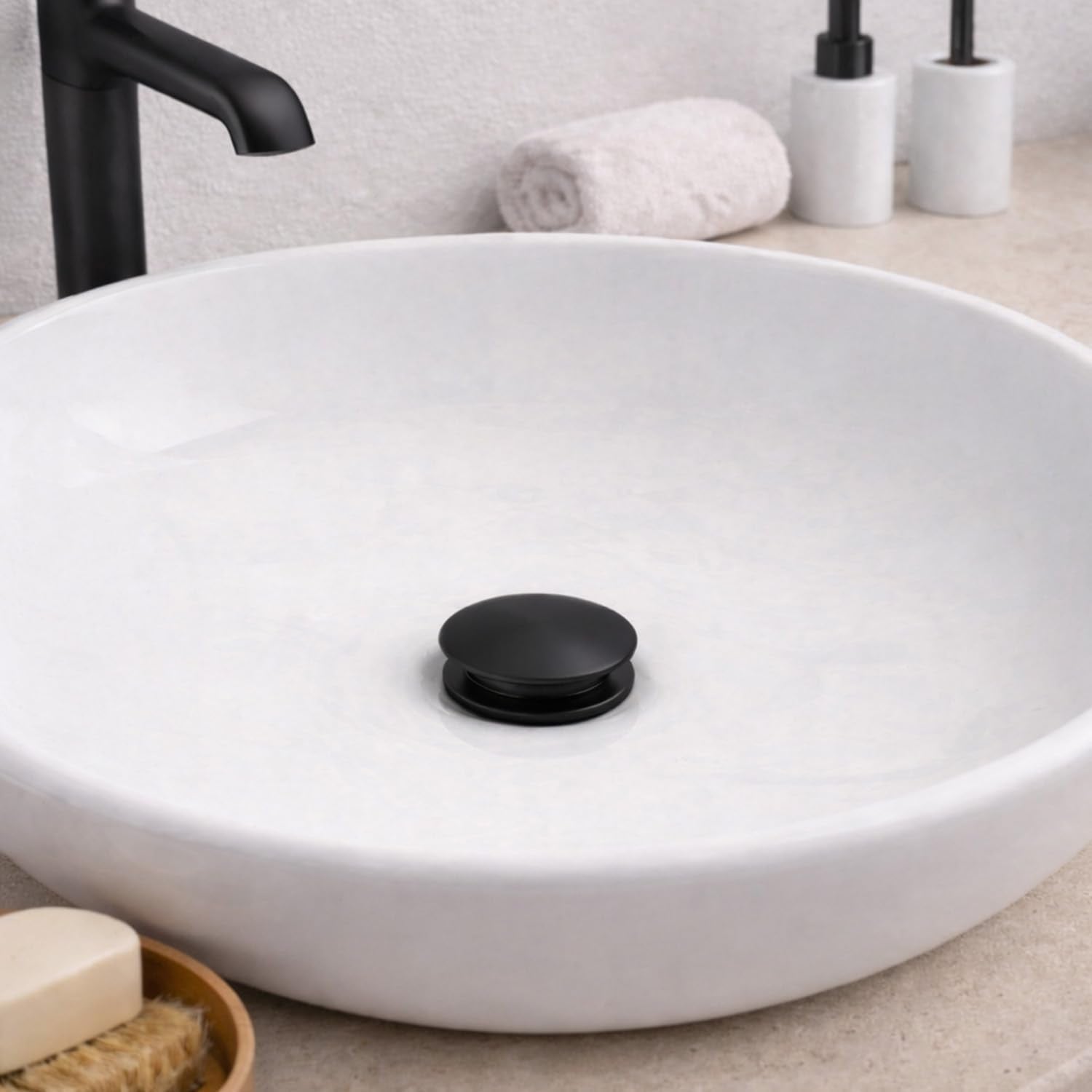 Go Bathrooms Black Basin Waste Unslotted Sink Plug Click Clack Mechanism Pop Up Push Down Design Matt Black Replacement Bathroom Sink Plug For Basins