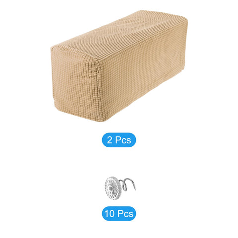 sourcing map 2pcs Stretch Armrest Covers for Chairs/Sofas, Couch Arm Covers with Twist Pin, Furniture Protector Slipcovers Khaki