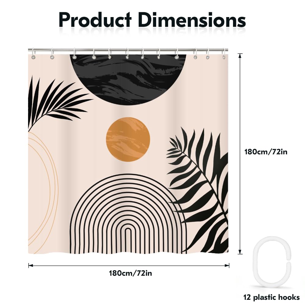 Rohxyzo Abstract Geometric Boho Shower Curtain 180 x 180 cm, Polyester Fabric Shower Curtains for Bathroom Wet Room