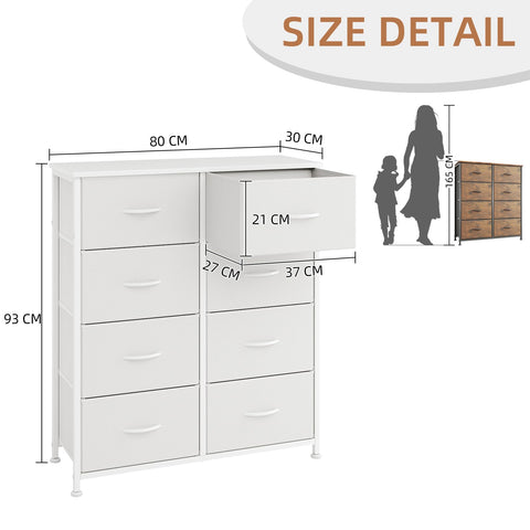 MUTUN 8 Drawers Chest of Drawers, Fabric Storage Dresser Vertical with Spacious Wooden Tabletop & Sturdy Metal Frame Large Storage Space for Bedroom