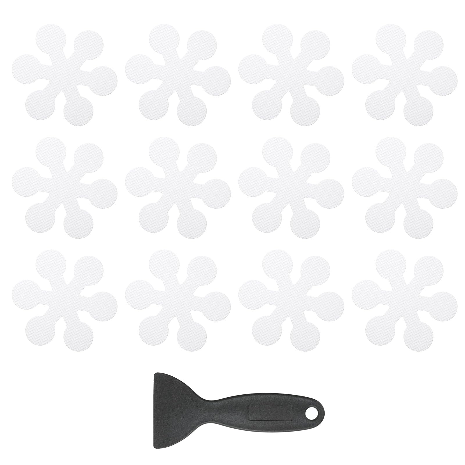 PATIKIL 12 Pcs Non Slip Bathtub Stickers, Anti Slip Shower Stickers with Scraper Bathroom Shower Floor Decals Snowflake Shape Cute Treads Tubs